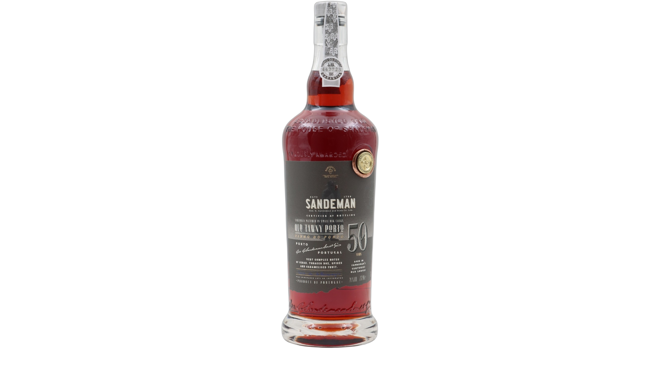 Sandeman 50 Year Old Tawny Port wine bottle