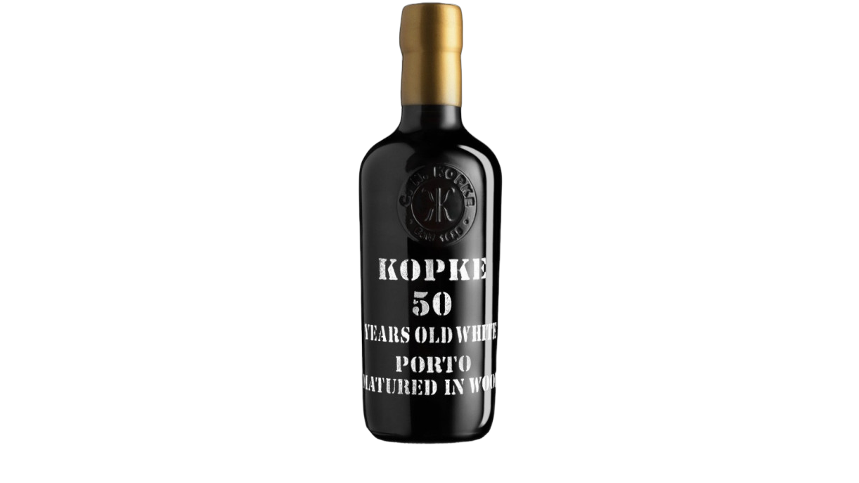 Kopke 50 Years Old White Porto wine bottle